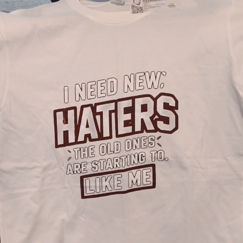 Kids White Graphic Tee - 'I Need New Haters'